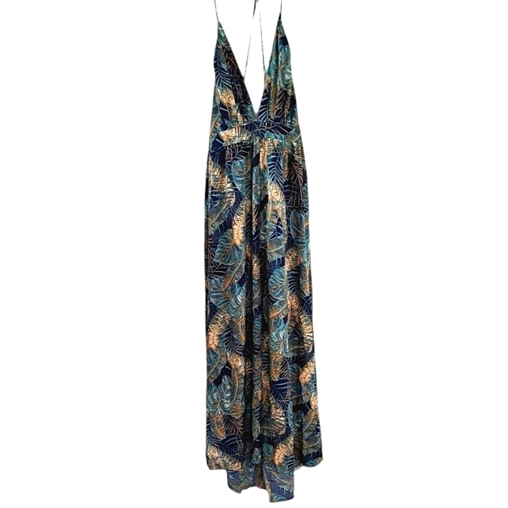 SHEIN Blue and Green Plunge Neck Sleeveless Maxi Sundress Size 1XL - Picture 9 of 15